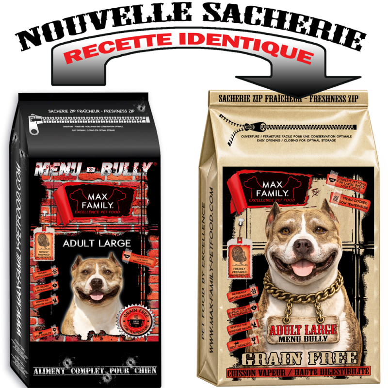 Menu BULLY Adult Large - by MAX FAMILY - croquettes sans céréales chien grandes races