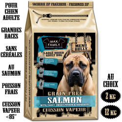Menu BULLY Adult Large au POISSON - by MAX FAMILY - croquettes sans céréales chien grandes races
