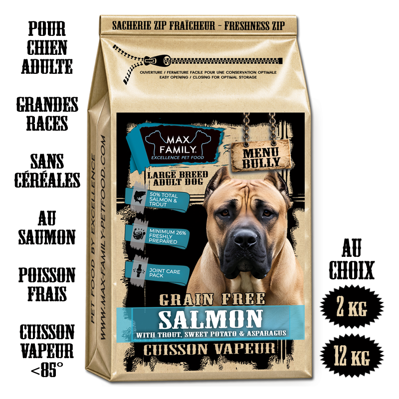 Menu BULLY Adult Large au POISSON - by MAX FAMILY - croquettes sans céréales chien grandes races
