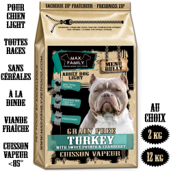 MENU Bully LIGHT TURKEY - by MAX FAMILY - FRESH GRAIN FREE - CROQUETTE ALLEGEE A LA DINDE