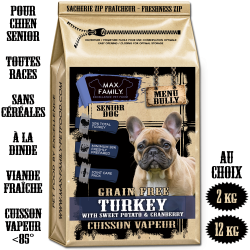 MENU Bully SENIOR Turkey - by MAX FAMILY - FRESH GRAIN FREE - Croquette à la dinde sans céréales pour chien senior