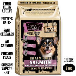 Menu BULLY SMALL Salmon - by MAX FAMILY - croquette sans céréale SAUMON pour petites races